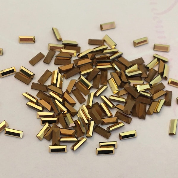 Baguettes Swarovski #4501 in Crystal Aurum Gold Coated by E H Ashley 5x2mm Pack of 12 Rare