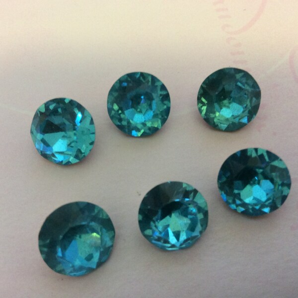 Vintage Czech Dentelle rhinestones Aquamarine 48ss 10.9mm Pack of 6