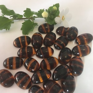 Cabochon vintage Flatback glass tortoiseshell 12x8mm Pack de 8