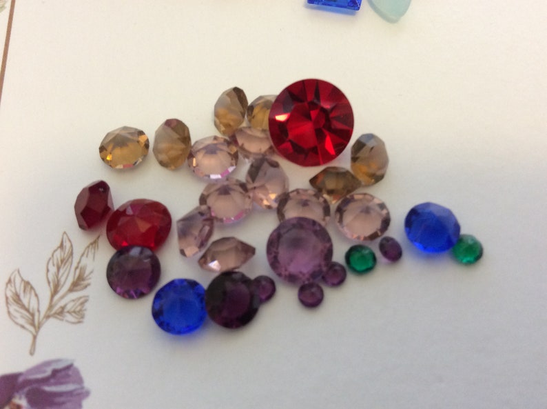 60 Vintage Rhinestones jewellery repair//craft mixed shape Foiled In Crystal