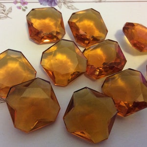 Vintage deutsche Topas Farbe unfoiled quadratische Form Strass 18mm CRAFT Pack von 2 Handwerk