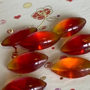 Vintage Rhinestones Navette 15x7mm Siam /Madeira Givre Unfoiled Czech Pack of 6 CRAFT Rare