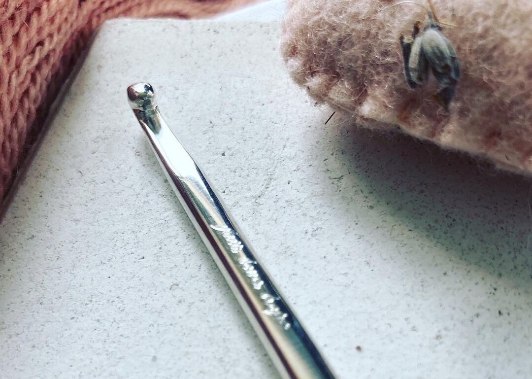 Tapered Headed Sterling Silver Crochet Hook, Ecofriendly Crochet Hook