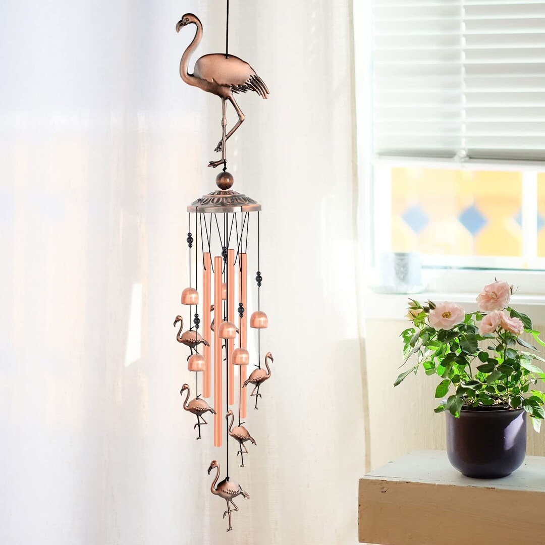 Elegant Flamingo Wind Chimes Handcrafted, Melodic Tones for Relaxing Outdoor Ambiance Perfect