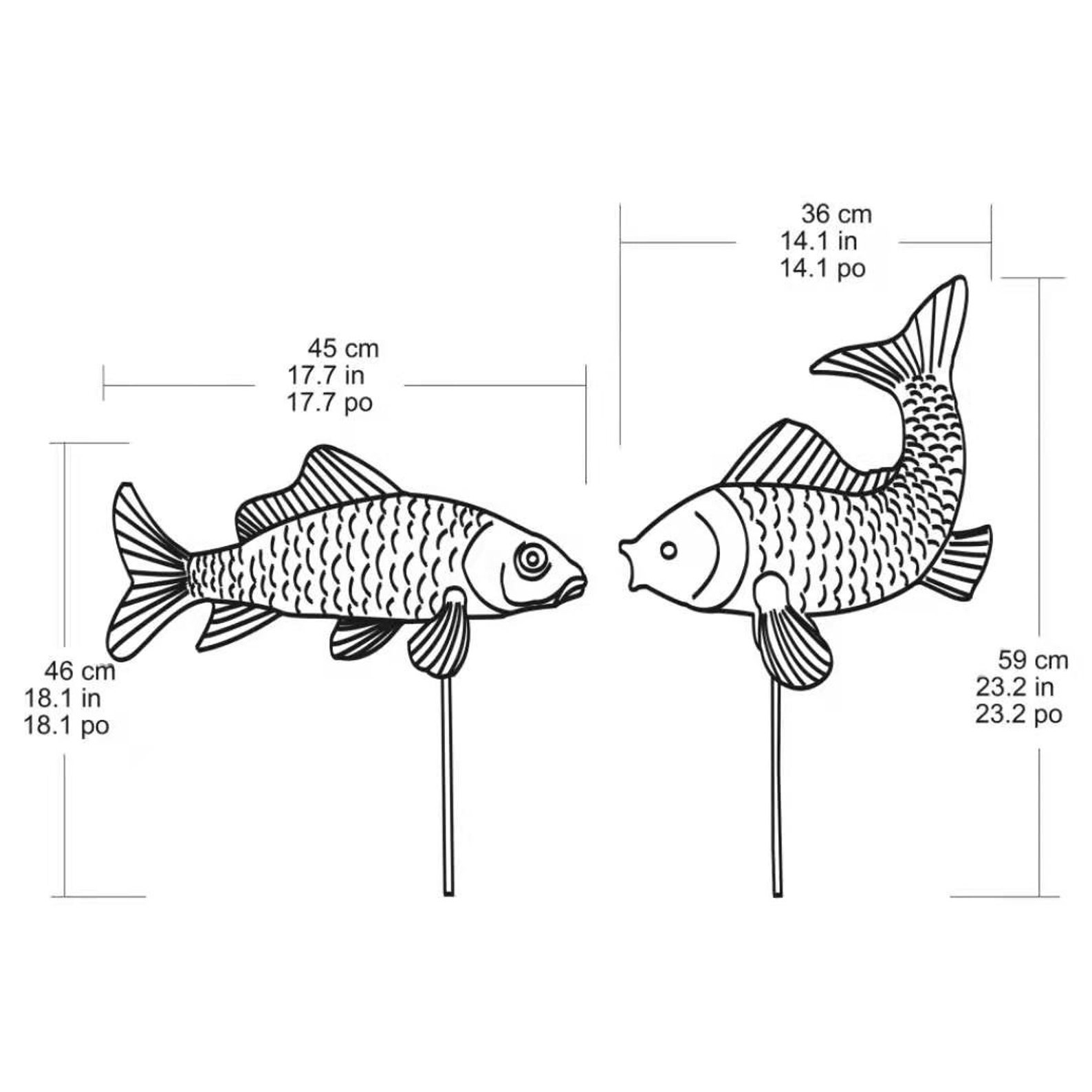 Set of 2 Fish Garden Statue Outdoor Metal Artwork Copper Etsy