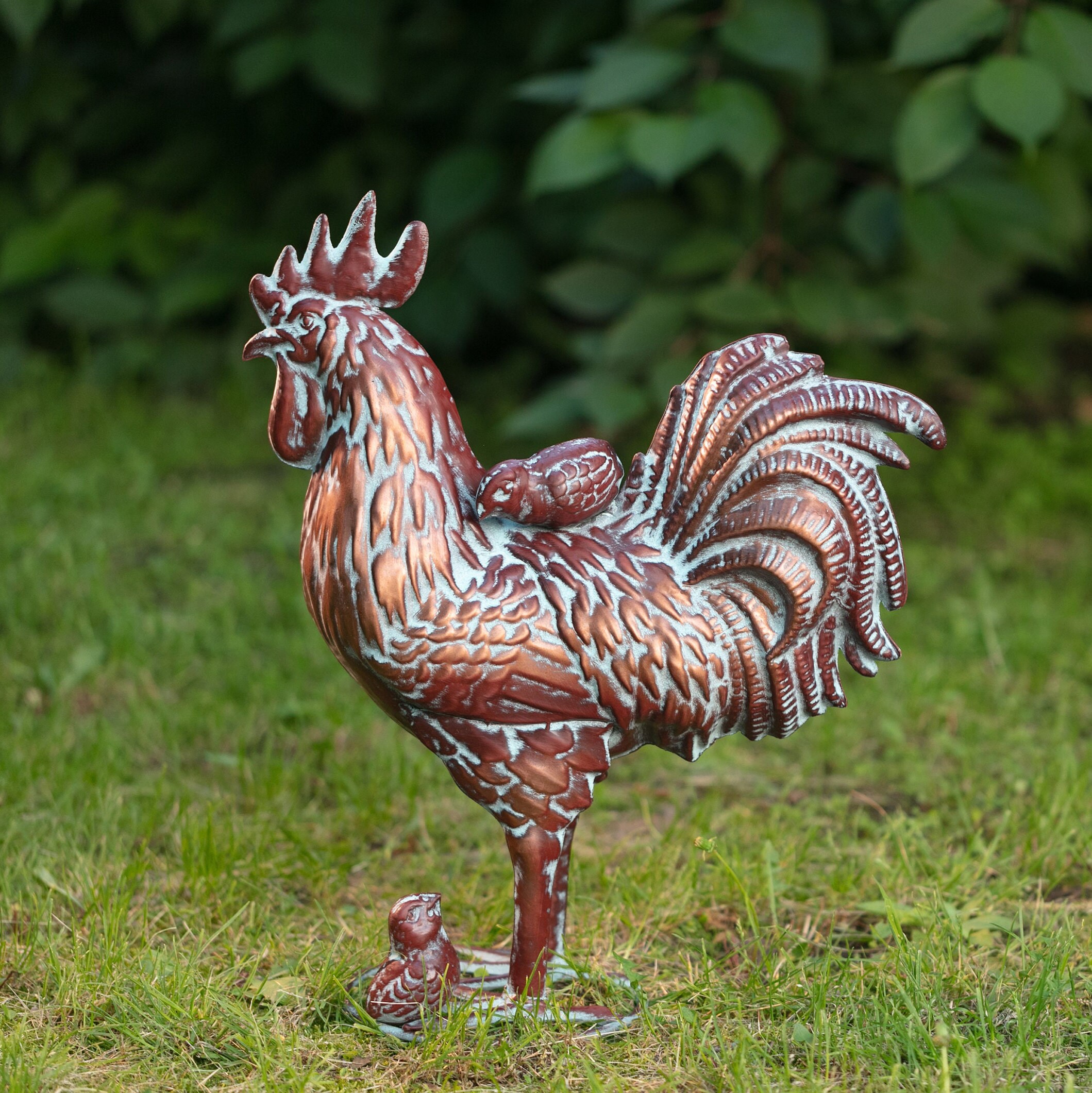 40 Recycled Metal Caramel Rooster Barnyard Yard Decor