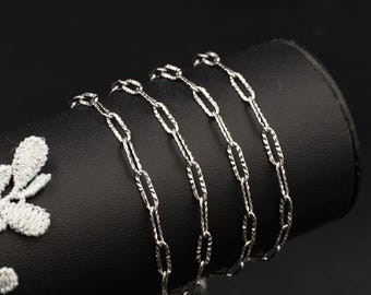 Stainless Steel Diamond Cut Paperclip Chain Waterproof Hypoallergenic Tarnish Free Textured Paperclip Chain for Permanent Jewellery Making