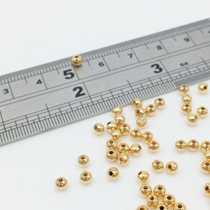 100 x 18K Gold Round Beads, 3mm Real Gold Plated Spacer Beads, Gold Plated Brass Round Spacers (3345)