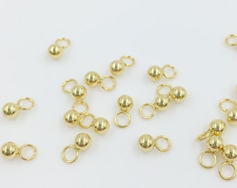 20/40/60/80個入り 小さな金メッキボールチャーム、7mm x 4mm