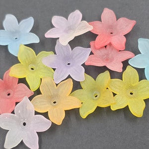 30 x Frosted Acrylic Flower Bead Mix, 22mm Lucite Flowers for Jewellery Making