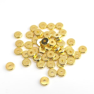40 x Raw Brass Round Wheel Beads 6mm Brass Beads Bracelet Spacers Jewellery Supply (3985)