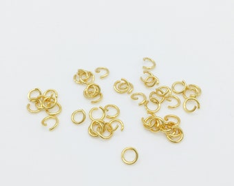 100 x 5x0.8 mm Gold Biegeringe, Vergoldete Edelstahl Verbindungsringe, Runde Biegeringe, Gold Edelstahl Binderinge (3307)