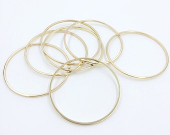 12 x Brass Hoop Connectors, Gold Plated Round Linking Rings, Brass Circle Links, 35mm Closed Round Connectors