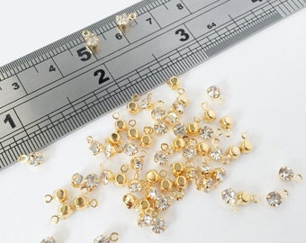 20 x Tiny 18K Gold Plated Crystal Charms (1045)