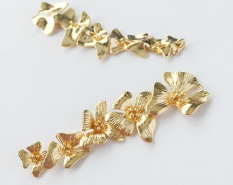 2 x 18K Gold Plated Cascading Orchid Connector, Gold Flower Connectors, Earring Connectors, Earring Making, Necklace Connectors (0669)
