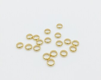 20 x 18K Gold Spacer Beads, 6x12mm Gold Plated Stainless Steel Spacers for Jewellery Making (0332)