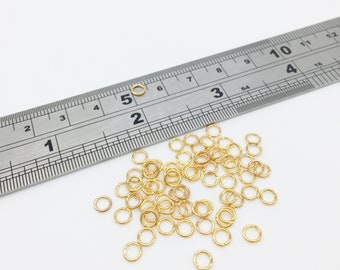 100 x 4.5mm 18K Gold Plated Jump Rings, Gold Jewellery Linking Rings, Open Jump Rings (3332)