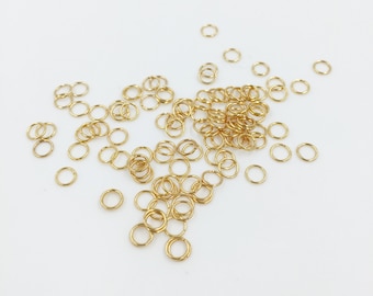 100 x 4x0.6 mm 18K Vergoldete Edelstahl Biegeringe (SS086)
