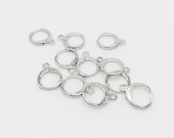 2 pairs x Platinum Plated Brass Leverback Earring Hoops, Silver Huggie Hoop Earrings, Sleeper Hoops with Loops (2148S)