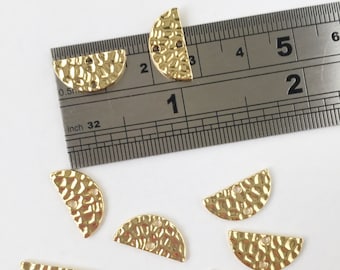 8 x Semi Circle Hammered Gold Connectors, Semi-circle Earring Connectors, Hammered Gold Connectors (0033)