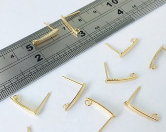 3 pairs x Gold Stainless Steel Earring Studs Gold Ear Posts Stainless Steel Earring Blanks Plain Ear Wire (0444)