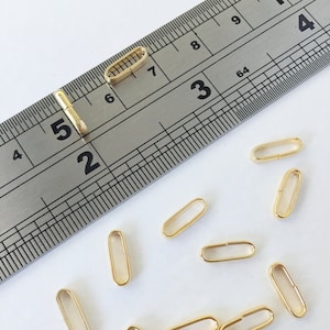 10 x Gold Plated Satin Finish Oval Connectors, Stainless Steel Oval Links, Gold Oval Linking Rings, Pill Shape Links (0351)