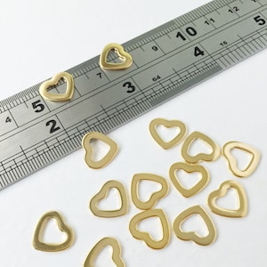 10 x Gold Plated Stainless Steel Heart Connectors, Shiny Gold Heart Links, Heart Linking Rings (0113G)
