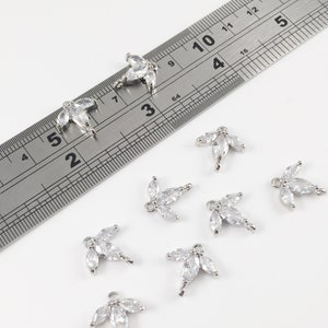 2 x Cubic Zirconia Floral Connector Platinum Flower Connector Crystal Flower Connector Earring Making Supplies (2003)