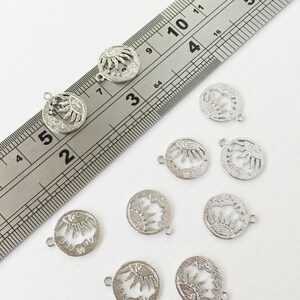 2 x Real Platinum Plated Brass Sun and Moon Charms, Silver Sun Pendants, Silver Moon Pendants (0329)