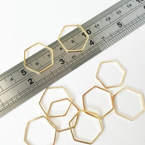 10 x Brass Hexagon Connectors, Light Gold Tone Hexagon Linking Rings, 22mm  Brass Hexagon Links, Closed Hexagon Linking Rings (0966)
