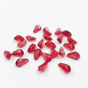 12 x Half-drilled Glass Pomegranate Seed Beads, 12x7mm