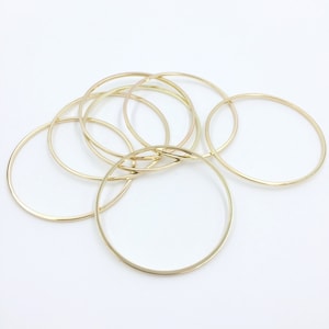 12 x Brass Hoop Connectors, Gold Plated Round Linking Rings, Brass Circle Links, 35mm Closed Round Connectors
