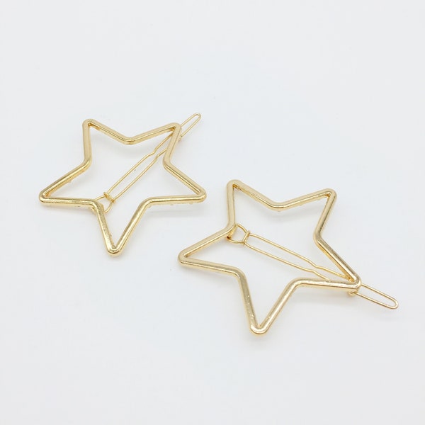 2 x Gold Star Hair Clip Blank Celestial Hair Clip Base (1802G)