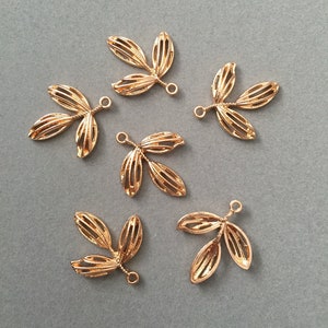 6 branches de feuille d'or champagne breloques feuille dorées chaudes diadème fabrication de fournitures pendentifs feuille d'or champagne