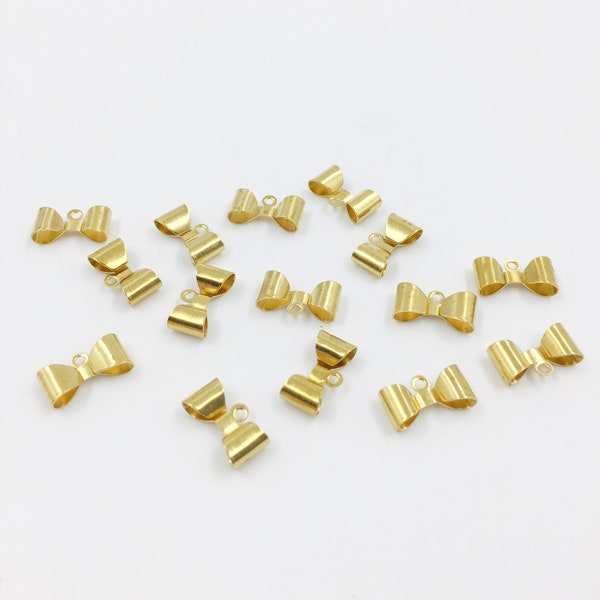 20 x Raw Brass Bowknot Charms, Small Gold Tone Bow Pendants, 12x6mm