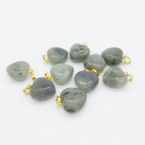 1 x Puffy Heart Labradorite Pendant with Gold Plated Loop and Bail, 19x15mm (0195)