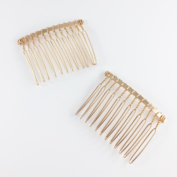 6 x Champagne Gold Hair Combs Medium Size Hair Comb Base Wire Hair Combs DIY Hair Combs Tiara Making Base