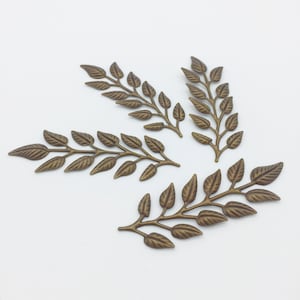 4 x Antique Bronze Laurel Leaf Stamping Leaf Embellishment Tiara Making Supply Headpiece Supply