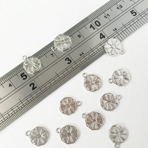 2 x Real Platinum Plated Orange Slice Charms Silver Orange Fruit Charms Orange Slice Pendant Brass Citrus Pendant (0560)