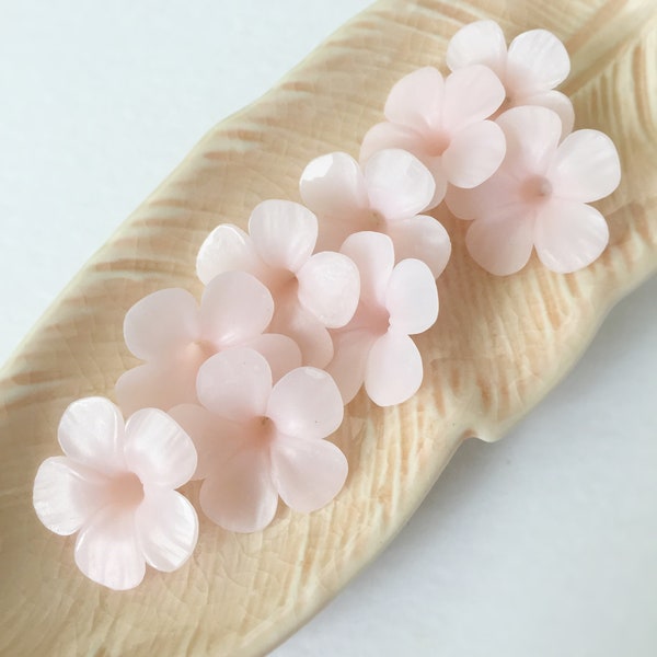 10 x Light Pink Clay Flower Beads Pink Blush Flowers Polymer Clay Flowers Beading Flowers for Tiara Making Flower Bead Caps