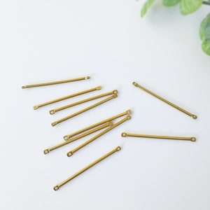 16 x Raw Brass Bar Connectors 35x1.5mm Unplated Brass Stick Links (C0006)