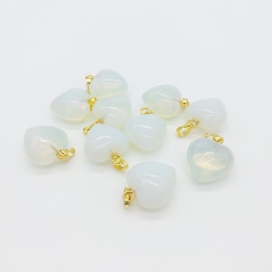 1 x Puffy Heart Opalite Pendant with Gold Plated Loop and Bail, 19x15mm (0200)