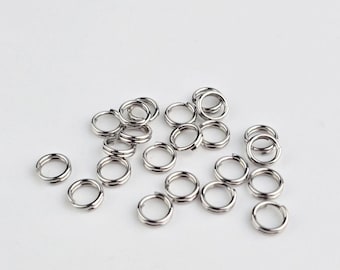 50 x 6mm Stainless Steel Split Rings, Silver Tone Double Wire Jump Rings (0312)