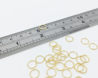 100 x 8x0.8mm 18K Gold Plated Stainless Steel Jump Rings, 20 Gauge Gold Open Rings, Round Jump Rings