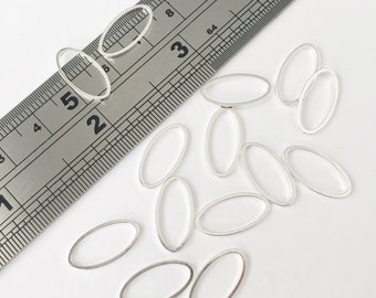 16 x Silver Oval Connectors, 16mm Silver Plated Brass Oval Connectors, Oval Linking Rings, Silver Connectors, Silver Oval Links (0977)