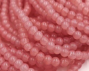 Lot De 22 Perles De Verre Vintage - Couleur Beige Rosé, Diamètre 19-21mm, Pour Création Bijoux