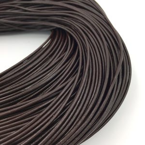 5 metres x 1mm/1.5mm Genuine Leather Cord, Round Dark Brown Cow Leather Cord
