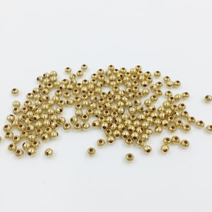 100 x 3mm Seamless Raw Brass Round Beads, Tiny Solid Brass Ball Beads, Polished Brass Spacer Beads (C0712)