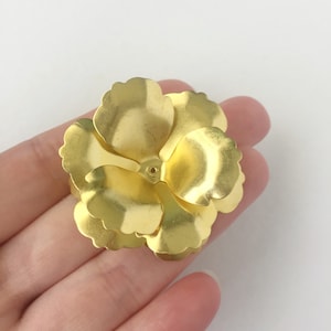 2 x 44mm Raw Brass Multi Petal Flower Beads, 3D Brass Flowers (0829)