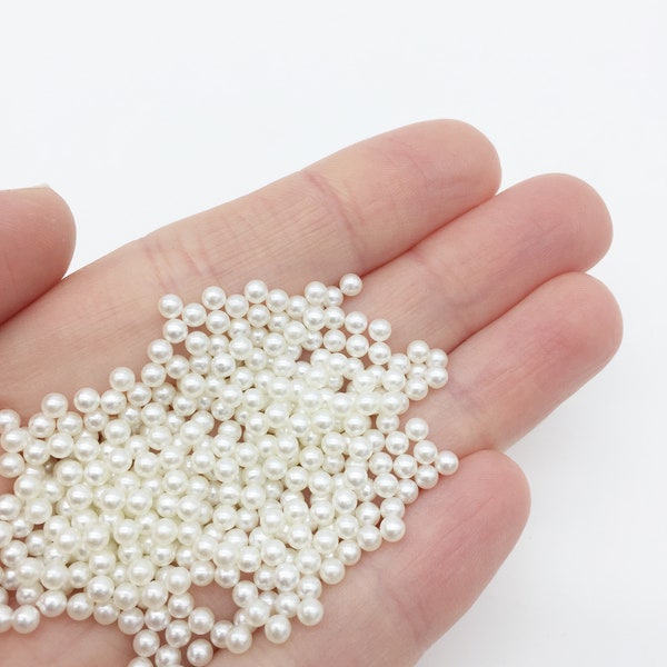 500 x 3mm Pearl Beads Ivory Pearls No Hole Round Pearl Beads Acrylic Pearl Beads Off-white Pearls for Jewelry Making (3358)